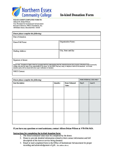 Fillable Online In Kind Donation Form Fax Email Print Pdffiller