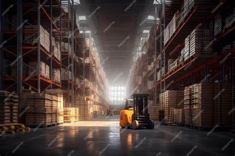 Premium Ai Image Forklift In Warehouse Industrial Background