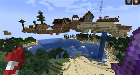 Cool floating taiga village (Seed is 3745011701525984442 and it is nearby spawn) : r/Minecraft