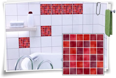 Fliesenaufkleber Mosaik Rot Medianlux Shop