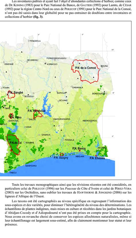 Carte Générale De La Côte Divoire Avec Les Types De Végétation Les