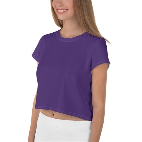 Crop Tee Purple Short Sleeve Etsy