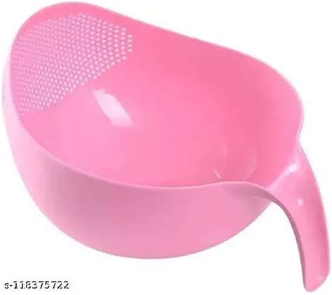 Rice Wash Sieve Plastic Pink Rice Washer Strainer Multipurpose Drain