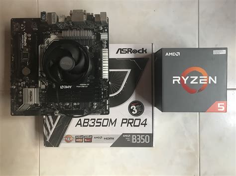 Asrock AB350M Pro4 + Ryzen 5 1600, Computers & Tech, Parts ...