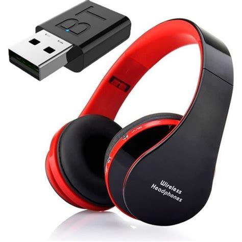 Casque audio sans fil Bluetooth HiFi pour télévision Rouge