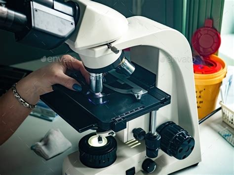 Laboratory Technician Laboratory Assistant Looks Into A Microscope