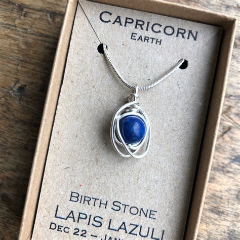 Capricorn Necklace Birthstone Lapis Lazuli Necklace Zodiac - Etsy