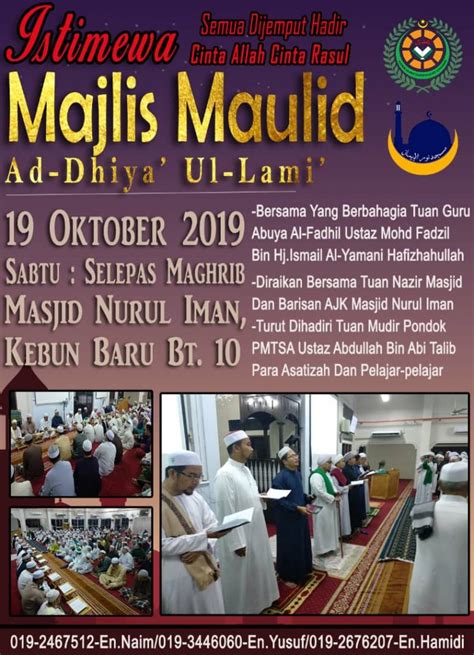 Majlis Maulid Ad Dhiya Ul Lami Di Masjid Nurul Iman Bt Kebun Baru