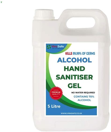 5 Litre Hand Sanitiser Gel 70 Alcohol Uk Brand 5000ml Vira Safe