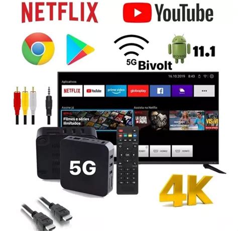 Conversor Smart Tv Box Gb De Ram Gb Pro K Android Escorrega