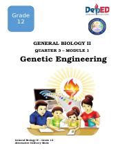 Biology2 Q3 Module 1 Genetic Engg Docx Grade 12 GENERAL BIOLOGY II