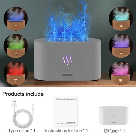 Rgb Flame Aroma Diffusers For Essential Oils 180ml Fireplace Flame Aroma Diffuser Humidifier