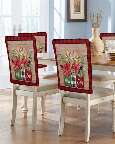 Amazon Amzricher Christmas Poinsettia Chair Back Covers For Dining