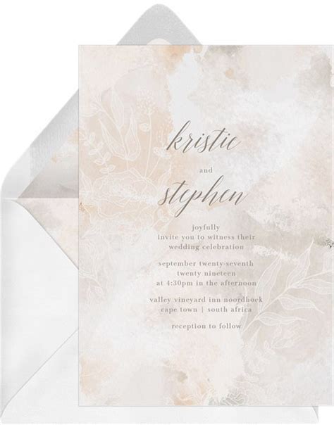 Soft Etched Florals Wedding Invitations Greenvelope