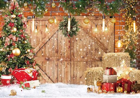 Amazon Felortte 8x6FT Christmas Rustic Brick Wall Barn Wood Door