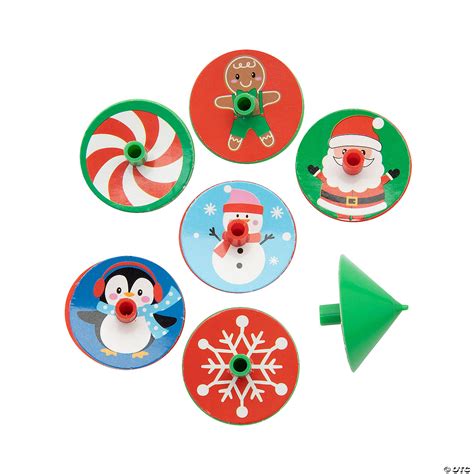 Bulk Mini Christmas Plastic Spin Tops Fun Express