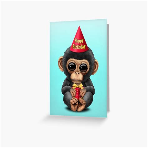 Cute Happy Birthday Baby Chimp Greeting Card For Sale By Jeffbartels