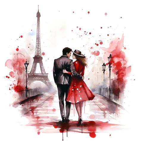 Couple In Paris Clipart Paris Kissing Couple Elopement Clipart