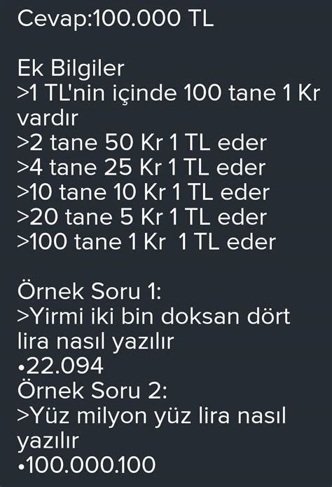 Yüzbin TL rakamla nasıl yazılır Yazınız Eodev