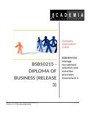 Bsbhrm Assessment July Term Three Docx Learners