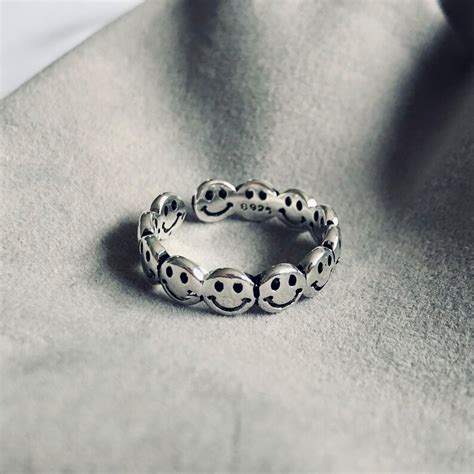 Silber Smiley Gesicht Ring Stapelbarer Smiley Gesicht Ring Etsy