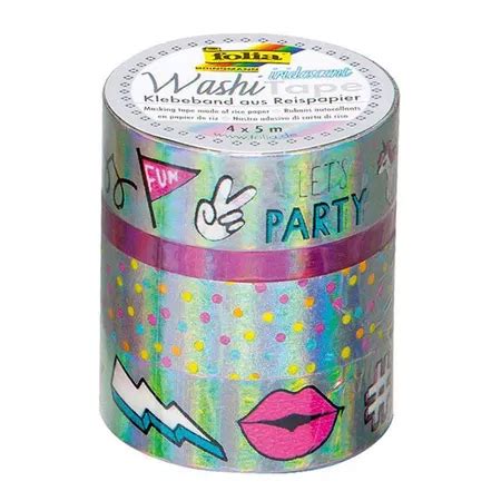 Folia Washi Tape Hotfoil Irisierend Silber 4er Set Duo Shop De