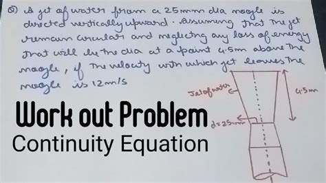 Continuity Equation Solved Problem Youtube