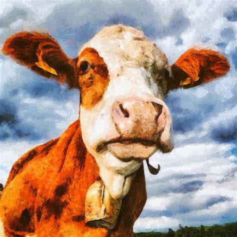 Cow Portrait Painting Digital Art By Matthias Hauser