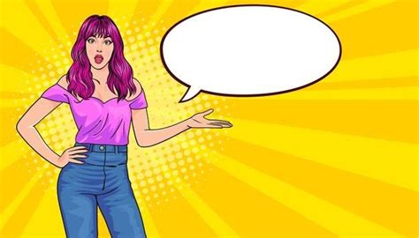 A Woman In Pink Shirt And Jeans With Speech Bubble