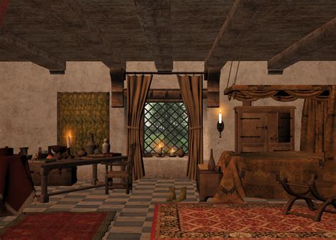 Furnished Room Medieval Houses Furnishings Decor