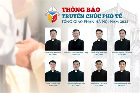 Thông báo Truyền chức Phó tế 2023 Tổng Giáo Phận Hà Nội