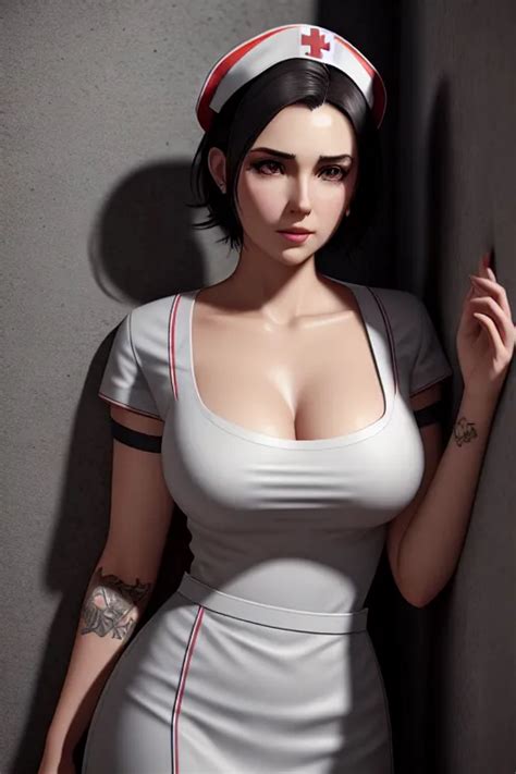 Dopamine Girl A Concept Art Of Emilia Wearing Nurse Clothes Leaning