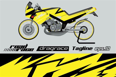 Desain Pembungkus Stiker Motor Drag Racing Vektor Penuh Eps