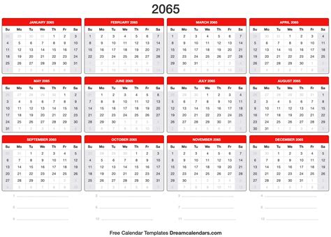 2065 Calendar