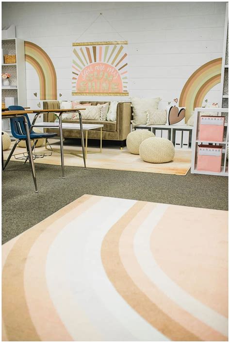 Schoolgirl Style Simply Stylish Boho Rainbow Neutral Rainbow Area Rug Classroom Design Future