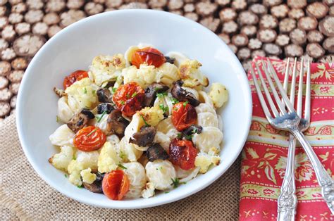 Orecchiette Roasted Cauliflower And Smoky Mushrooms Veganosity