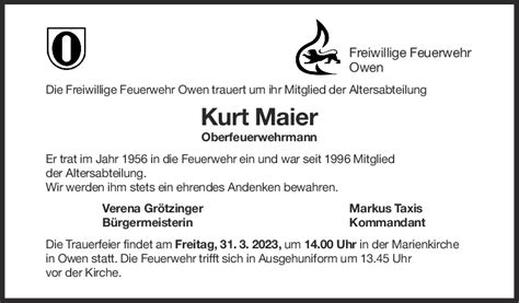 Nachruf Kurt Maier Teckbote Trauerportal