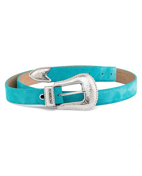 Buy Western Turquoise Suede Belt - Italian Leather - Shipping 0 USD