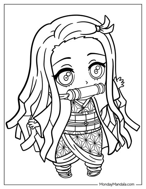Lovely Chibi Nezuko Coloring Pages Free Printable Col