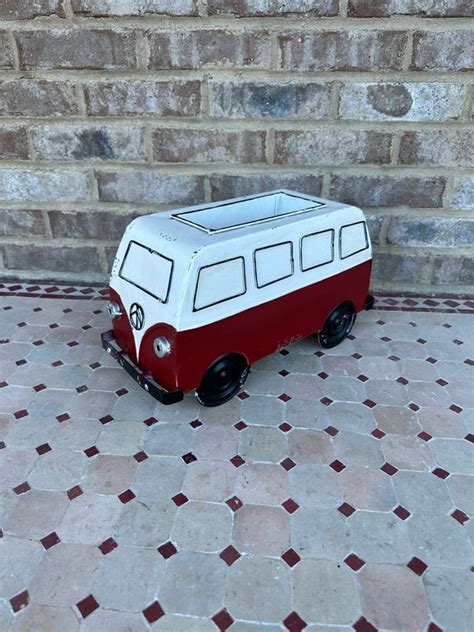 Retro Metal Vw Bus Planter Van Volkswagen Cute Peace Etsy