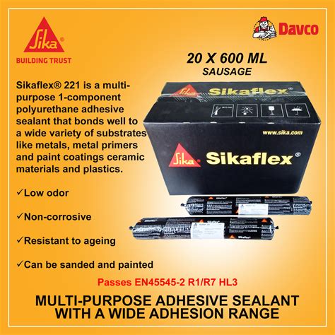 Sika Sikaflex 221 Black Multi Purpose Polyurethane Sealant Box 20 X