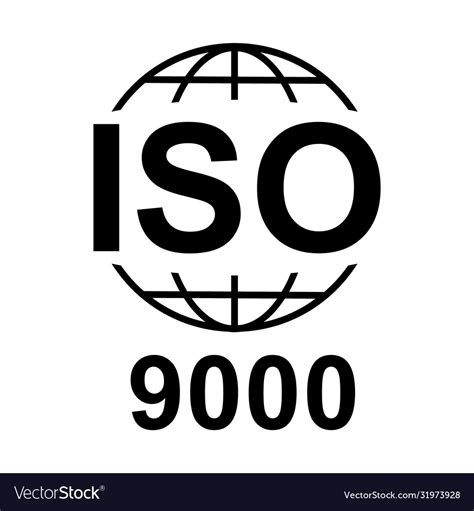 Iso 9000 Icon Standard Quality Symbol Button Vector Image