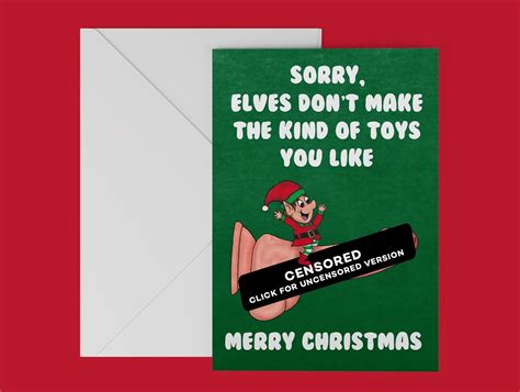 Funny Rude Christmas Card Elves And Sex Toys Adult Christmas Card Naughty Christmas Card For Her