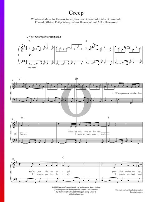 Creep Radiohead Sheet Music