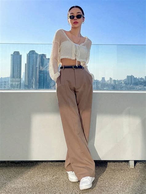 DAZY High Waist Plicated Detail Wide Leg Suit Pants SHEIN USA