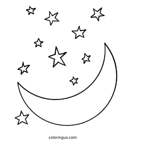 Moon At Starry Night Sky Coloring Page