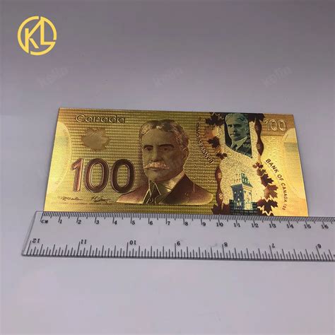 Kl 1pc Currency Banque Du Canada Souvenir Banknote 100 Canadian Dollar Gold Foil Banknote Bill