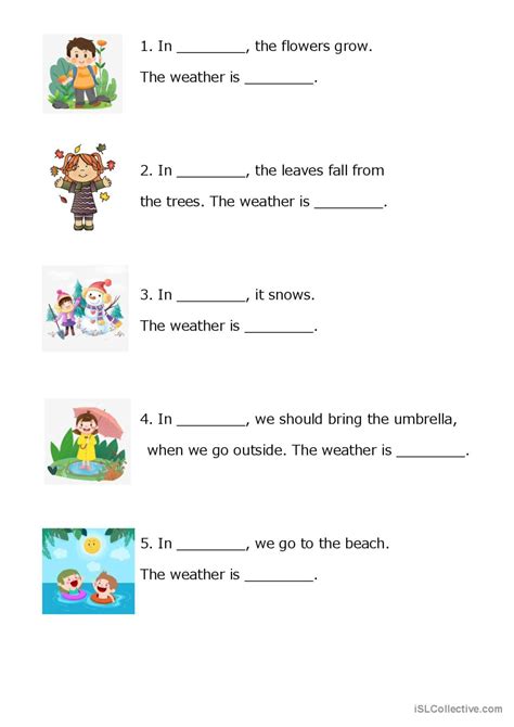 The Seasons And The Weather English ESL Worksheets Pdf Doc