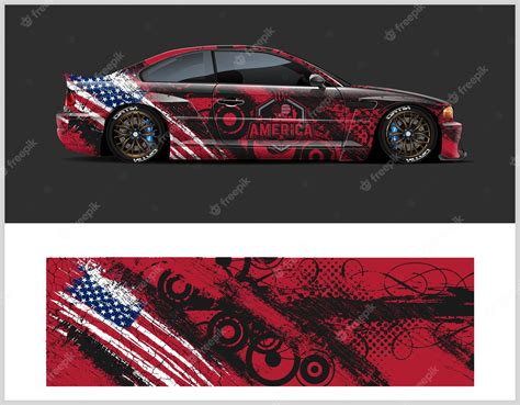 Premium Vector Red Sport Car Racing Wrap Usa Flag Design Vector Design