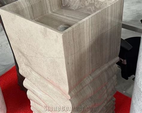 Free Standing Pedestal Sink Natural Stone Basin For Bathroom From China